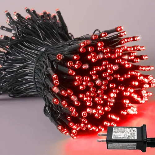 Vista 25 de QITONG Guirnalda de 500 luces LED de Navidad de 165 pies para exteriores, impermeable, luces multicolor con 8 modos, cable verde, luces parpadeantes