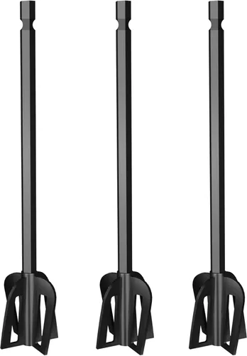 Vista 5 de Mezclador de resina epoxi paletas de plástico – 3 Agitadores de pintura bidireccional multiusos Pixiss reutilizables para taladro, epoxi y mezclador