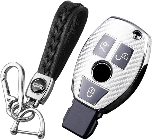 Vista 11 de KUNIO Funda protectora para llavero de coche para Benz A B Clase C GLA GLK Llavero TPU 3 botones b blanco