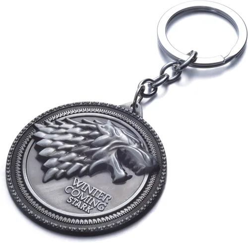 Vista 3 de Juego de Tronos House Stark Sigil Crest Llavero de metal
