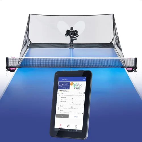 Vista 4 de Butterfly Amicus Prime - Robot de tenis de mesa El mejor lanzador de pelotas para tu mesa de ping pong Bolsa de transporte gratis, control