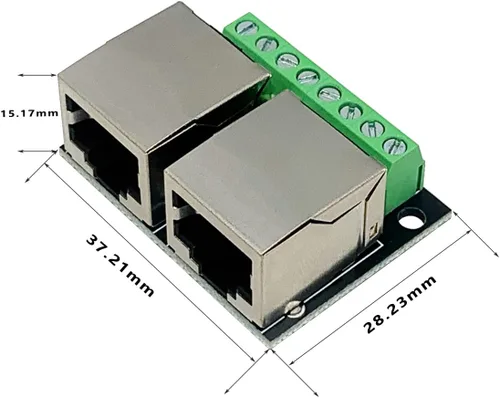 Vista 4 de 2 unids RJ45 Ethernet Dual Hembra Terminal Breakout Board,0.138 in Paso 8Pin RJ45 Tornillo Conector Junta Adaptador Terminal de Red 3.5mm Standard