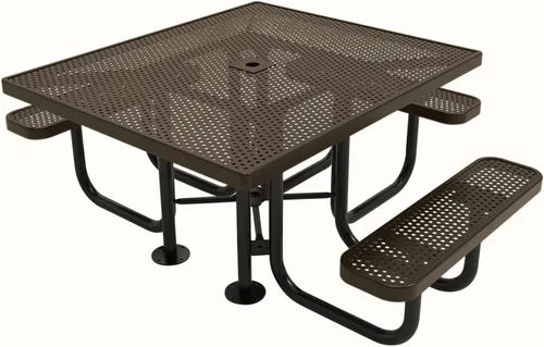 Vista 117 de COATEDOUTDOORFURNITURE Mesa de picnic cuadrada de 46 pulgadas, expandida, color negro