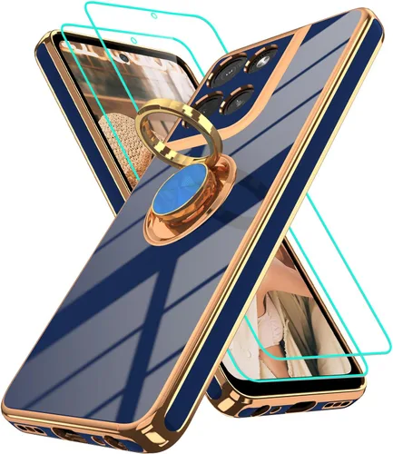 Vista 265 de Funda para Motorola Moto G 5G 2024: Funda Moto G Play 5G 2024 con 2 piezas de protectores de pantalla, soporte de anillo de rotación de 360°