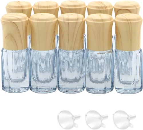 Vista 9 de 10 botellas de vidrio negro de 0.1 fl oz para aceites esenciales, mini rollo en frascos, cosméticos, contenedores de muestras de perfume, incluye