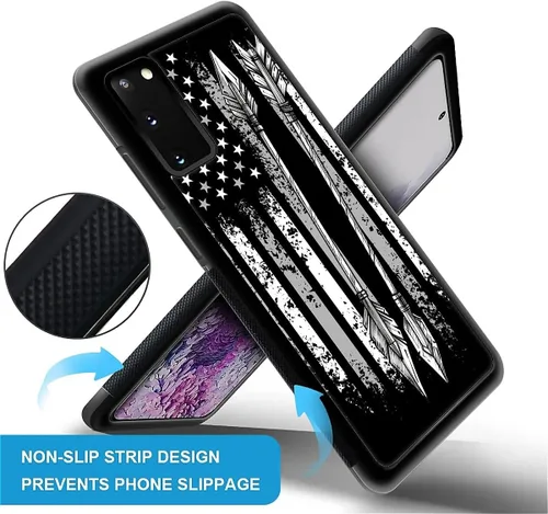 Vista 5 de Funda compatible con Samsung Galaxy S20, diseño de bandera estadounidense con diseño de tiro con arco al aire libre, a prueba de golpes Tiro