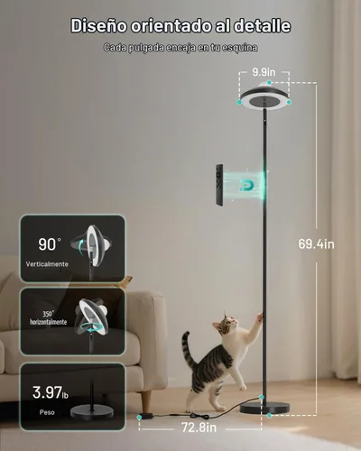 Vista 6 de Lámpara de pie LED con proyector de estrellas RGB y control remoto, lámpara de pie que cambia de color continuo de 3000 a 6000 K, lámpara de esquina