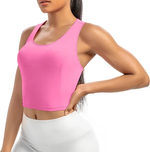 Vista 5 de Camiseta corta con cuello halter para mujer, camiseta sin mangas para gimnasio, yoga, entrenamiento, atlética, linda, ropa de moda, sexy, casual