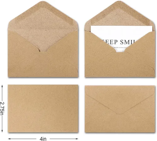 Vista 3 de Outus 400 sobres de papel kraft marrón de 4 x 2.76 pulgadas para tarjetas
