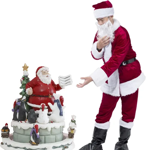Vista 8 de Disfraz de Papá Noel de Navidad disfraz de Papá Noel de peluche trajes de Papá Noel