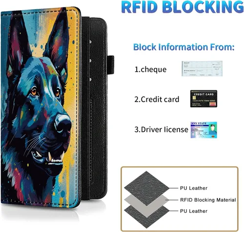 Vista 118 de Funda para chequera para hombres y mujeres, cartera de cuero RFID con ranuras para tarjetas de crédito, soporte de cheques duplicados personales