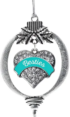 Vista 147 de Inspired Silver Adornos festivos de dije de corazón pave de plata con circonitas cúbicas