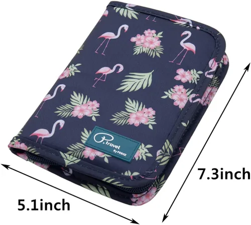 Vista 4 de VanFn Cartera para pasaporte de viaje, soporte para pasaporte para familia, serie P.Travel (flamenco), Flamingo, talla única, Cartera de viaje