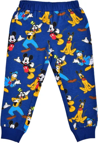 Vista 4 de Disney Mickey and Friends - Conjunto de camiseta y pantalones deportivos para niños pequeños y pequeños, color azulamarillo
