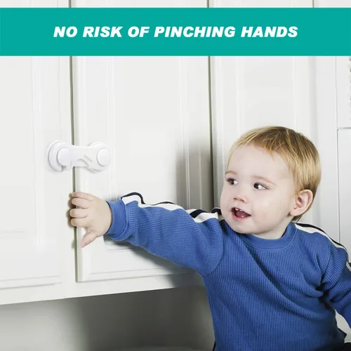 Vista 2 de Adoric Life - Cerraduras de seguridad para niños, paquete de 4 cerraduras de seguridad para bebés, sistema de cocina a prueba de bebés con cinta
