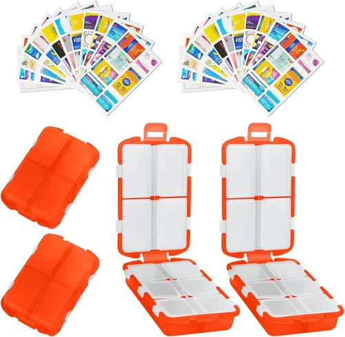 Vista 25 de Organizador de pastillas de viaje portátil, estuche pequeño para bolsillo, pastillero para bolso, organizador de medicinas con 10 compartimentos