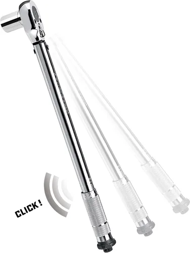 Vista 6 de Powerbuilt Llave dinamométrica con micrómetro, transmisión de 1/2 pulgada, trinquete reversible con clics, con bloqueo, rango de 30 a 150 pies-libra