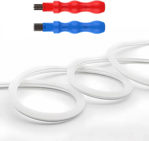 Vista 17 de JARBIH Cubierta de tira de luz LED flexible de neón separada, 16.4 pies 0.236 in sin desgaste, cubierta de difusor de silicona flexible con 2