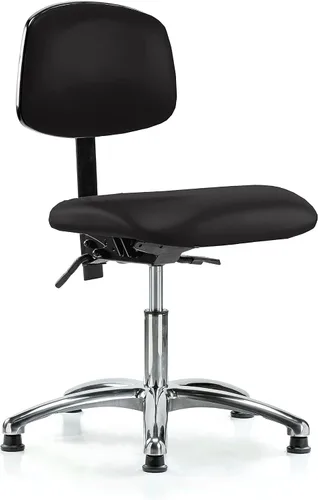 Vista 55 de Perch - Silla de laboratorio con ruedas cromadas con soporte de respaldo ajustable, altura del escritorio de 17 a 22 pulgadas, tela negra