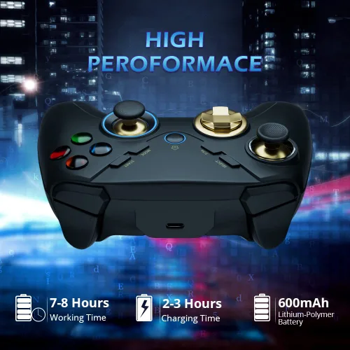 Vista 5 de Wireless PC Controller Controller for Windows781011MacOSiPhoneAndroidSwitchOLED Controller Wireless Gaming Controller with Adjustable LED Backlight