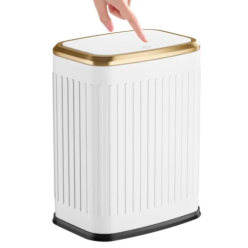 Vista 9 de TIPGO Cubo de basura pequeño para baño con tapa emergente, 2.1 galones Crema