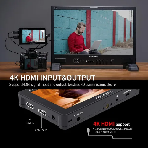 Vista 6 de FEELWORLD 5.5 pulgadas 1600nit cámara monitor de campo ultra brillante 4K HDMI monitor de vídeo pantalla táctil DSLR monitor F970 instalación