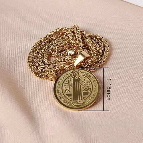 Vista 3 de Medalla de San Cristóbal Patrón de San Viajeros católico con colgante de medalla para hombres y niños regalo religioso