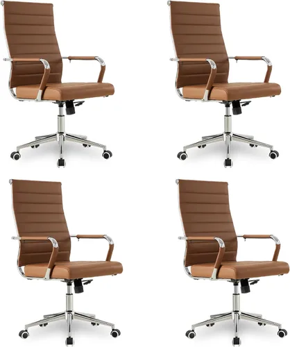 Vista 38 de Okeysen Office Desk Chair, Ergonomic Leather Modern Conference Room Chairs, Executive Ribbed Height Adjustable Swivel Rolling Chair for Home Office