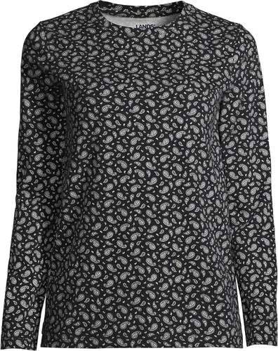 Vista 5 de Lands' End Camiseta de manga larga, cuello redondo y holgada, de algodón Supima, para mujer