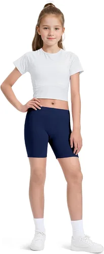 Vista 2 de KEREDA Pantalones cortos de ciclismo para niñas, de algodón, para bailar, para niños, paquete de 3