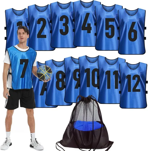 Vista 11 de Scrimmage - Chaleco de entrenamiento (12 unidades) para deportes de equipo, camisetas para adultos y jóvenes, baberos de fútbol, camisetas