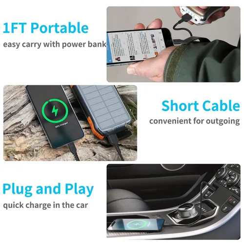 Vista 2 de Cable de carga para iPhone de 1 pie, paquete de 5 cables cortos USB A a Lightning de 12 pulgadas, cable de carga Apple certificado MFi de carga