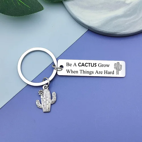 Vista 2 de Llavero inspirador de cactus para mujeres, regalos para amantes de los cactus, regalos para amantes de las plantas, decoración de cactus, joyería