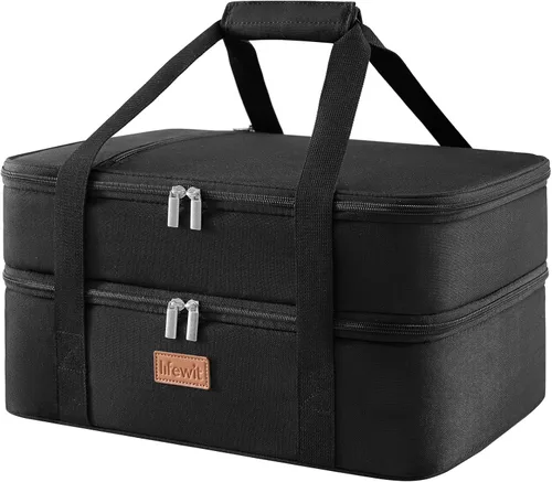Vista 17 de Lifewit - Porta ollas aislada para alimentos calientes o fríos, olla con tapa y estuche de transporte, soporte para lasaña para fiestas de comida