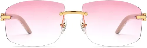 Vista 5 de HEPIDEM Gafas de sol sin montura con carcasa de mejillón natural de cuerno de búfalo 706