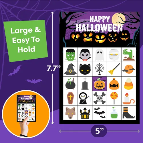 Vista 4 de Juegos de Halloween para fiestas infantiles, juego de bingo de Halloween para niños con hasta 30 jugadores, juegos de fiesta de Halloween