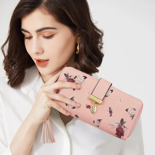 Vista 5 de Carteras RFID para mujer con múltiples ranuras para tarjetas y compartimento para teléfono celular