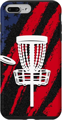 Vista 12 de iPhone 16 Disc golf american flag USA disc golfer dad Case