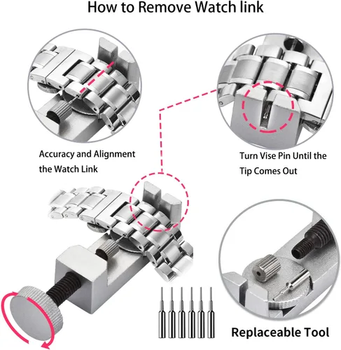 Vista 5 de EasyTime - Kit de reparación de reloj, kit de herramientas de ajuste de reloj, kit de herramientas de correa de reloj, kit de herramientas