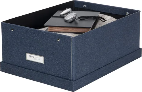 Vista 5 de Bigso Katia KD Caja de almacenamiento plegable con marco de etiqueta para una fácil identificación, montaje simple sin herramientas, cajas de Azul