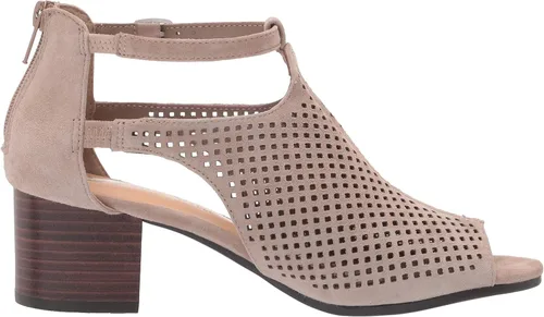 Vista 6 de Bella Vita Sandalias de tacón de bloque para mujer cuero de gamuza almendra