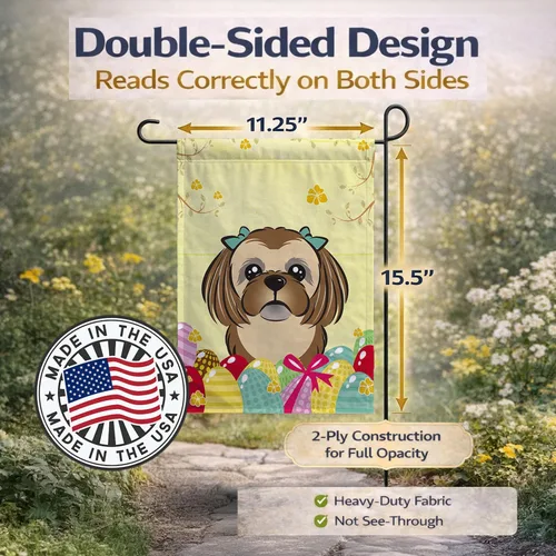 Vista 732 de Caroline's Treasures BB1923GF Bandera decorativa para jardín con diseño de Border Collie, para caza de huevos de Pascua, para jardín, jardín, patio