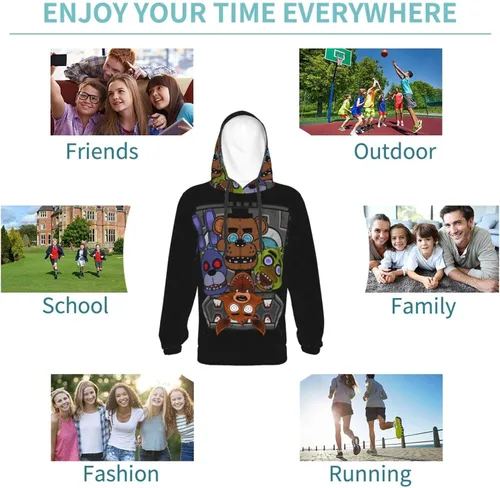 Vista 9 de Cartoon Fives Nights At Freddy Youth Hoodie 3d Printed Hooded Youth Pullover Boys And Girls Sweatshirt Sweater Long Sleeve