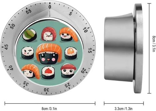 Vista 2 de Temporizadores de cocina de sushi, temporizador manual de 60 minutos con alarma fuerte, respaldo magnético, temporizadores de cocina mecánicos,