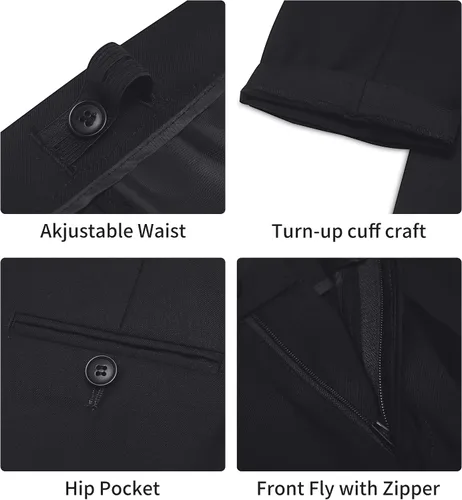 Vista 6 de Marvelous World - Conjunto de traje formal de corte entallado para niños, cintura ajustable