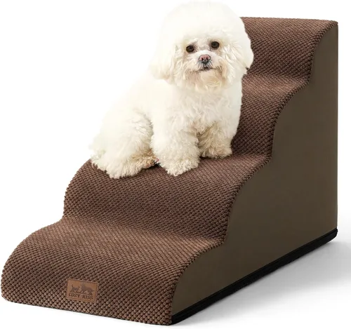 Vista 26 de COZY KISS Escaleras para perros pequeños de 11.8 pulgadas de alto, escalón curvado para cachorros, gatos mayores, rampa mediana para mascotas