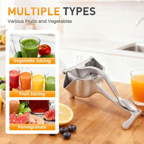 Vista 5 de Prensa manual de aleación de aluminio para exprimir jugo de frutas cítricas, extractor de jugo de frutas frescas, exprimidor de limón, naranja