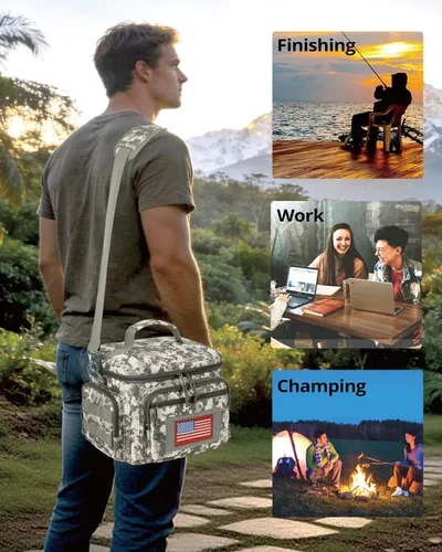 Vista 2 de ATRIPACK Lonchera táctica para hombres, bolsa de almuerzo táctica Molle con correas a prueba de fugas, aislada, para mujeres, comida para adultos