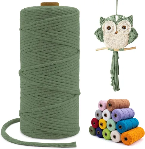 Vista 68 de Cuerda de macramé de una sola hebra de 0.197 in x 110 yardas, cuerda de macramé de algodón natural de 0.197 in, cuerda de algodón grueso para colgar