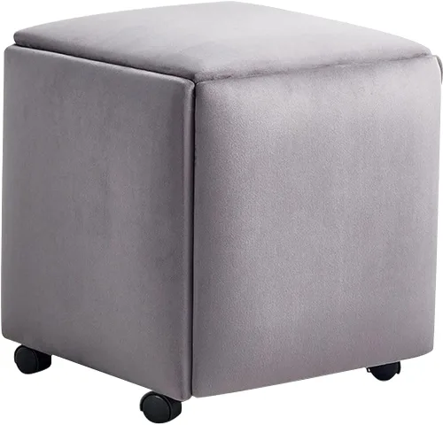 Vista 9 de WAYUTO Cubo de asiento 5 en 1 con ruedas giratorias, apilable para sofá, silla, taburete otomano anidable, reposapiés movible, silla de tocador